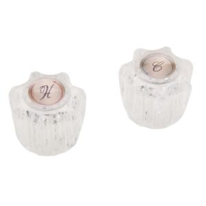 CLEAR ACRYLIC HOT AND COLD HANDLE (PAIR) FOR DELTA KITCHEN AND LAVATORY FAUCETS