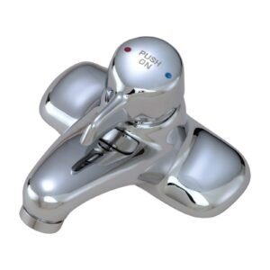 SCOT DECK MOUNTED SLOW-CLOSING OMNI TEMPERATURE LAVATORY FAUCET WITH 4 CENTERS, LEVER HANDLES