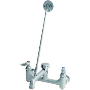 T&S B-0665-BSTR BRASS WALL MOUNT 8 WIDESPREAD SERVICE SINK FAUCET, 12.96 GPM, ROUGH CHROME
