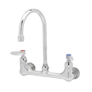 T&S B-0330 CAST BRASS WALL MOUNT 8 WIDESPREAD DOUBLE PANTRY FAUCET, 23.09 GPM, POLISHED CHROME