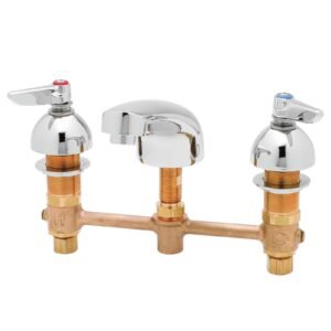 DECK MOUNTED WIDESPREAD CONCEALED BODY LAVATORY FAUCET WITH 8 CENTERS, LEVER HANDLES
