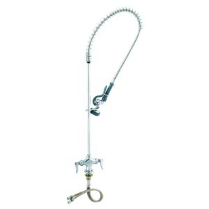 SINGLE HOLE DECK MOUNT 42-1/16 HIGH PRE-RINSE FAUCET WITH 44 HOSE, LEVER HANDLES