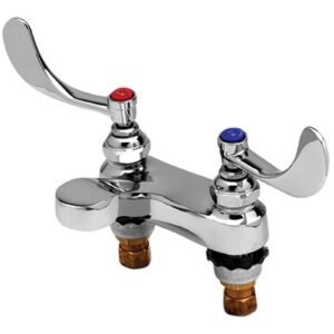 DECK MOUNTED CENTERSET MEDICAL FAUCET WITH 4 CENTERS, WRIST BLADE HANDLES
