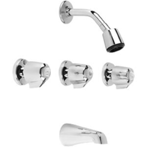 CLASSIC THREE HANDLE NON-PRESSURE BALANCED TUB & SHOWER, CHROME (VALVE INCLUDED)