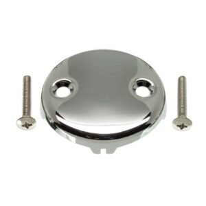 CP BRASS ROUND BLANK O/F PLATE W/ SCREWS