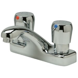 AQUASPEC DECK MOUNT CENTERSET METERING FAUCET WITH 4 CENTERS, PUSH BUTTONS