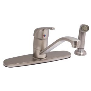 SIMPLICITY SINGLE HANDLE KITCHEN FAUCET, SIDE SPRAY, BRUSHED NICKEL
