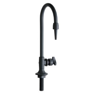 DECK MOUNT SINGLE SERVICE DISTILLED WATER LABORATORY FAUCET, GOOSENECK SPOUT, CROSS HANDLE