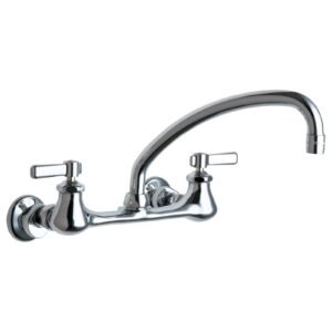 WALL MOUNTED WIDESPREAD UNIVERSAL HOT AND COLD WATER SINK FAUCET WITH 8 CENTERS, LEVER HANDLES