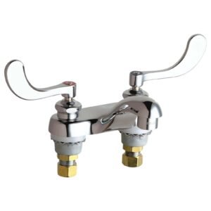 DECK MOUNTED CENTERSET HOT AND COLD WATER SINK FAUCET WITH 4 CENTERS, WRIST BLADE HANDLES