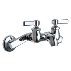 CHICAGO FAUCETS 305-CP SOLID BRASS WALL MOUNT 8 WIDESPREAD HOT AND COLD WATER SINK FAUCET, CHROME