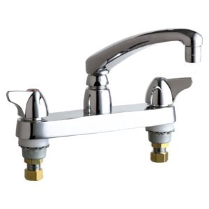 DECK MOUNTED CENTERSET UNIVERSAL HOT AND COLD WATER SINK FAUCET WITH 8 CENTERS, LEVER HANDLES