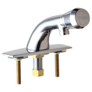 DECK MOUNT CENTERSET METERING FAUCET WITH 4 CENTERS, PUSH BUTTON, 2.2 GPM