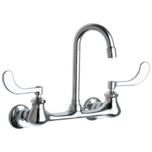 WALL MOUNTED CENTERSET UNIVERSAL HOT AND COLD WATER SINK FAUCET WITH 8 CENTERS, WRIST BLADE HANDLES