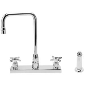 DECKMOUNT 8 CTRS W/SPRAY CROSS HANDLE W/ GOOSENECK