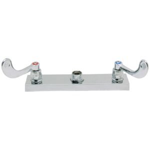 DECKMOUNT 8 CTRS W/SPRAY WRIST BLADE HDLES, LESS SPOUT