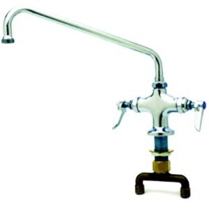 T&S B-0201 BRASS DECK MOUNT SINGLE HOLE DOUBLE PANTRY FAUCET, 8.27 GPM, POLISHED CHROME