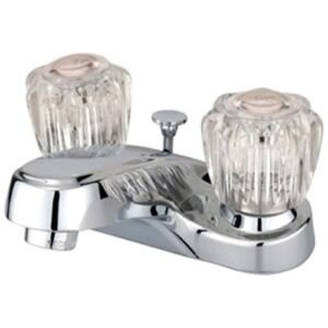 AMERICANA TWIN ACRYLLIC HANDLE CENTERSET BATHROOM FAUCET LESS POP-UP, CHROME