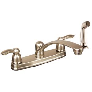 ESSENCE TWIN HANDLE KITCHEN LEVER HANDLE W/SPRAY, BN