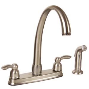 ESSENCE TWIN HANDLE KITCHEN HI-RISE, W/SPRAY, BN