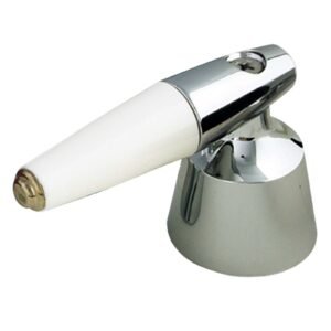 CHROME LEVER HANDLE & INSERTS PAIR,W/ANTIQUE WHITE INSERT